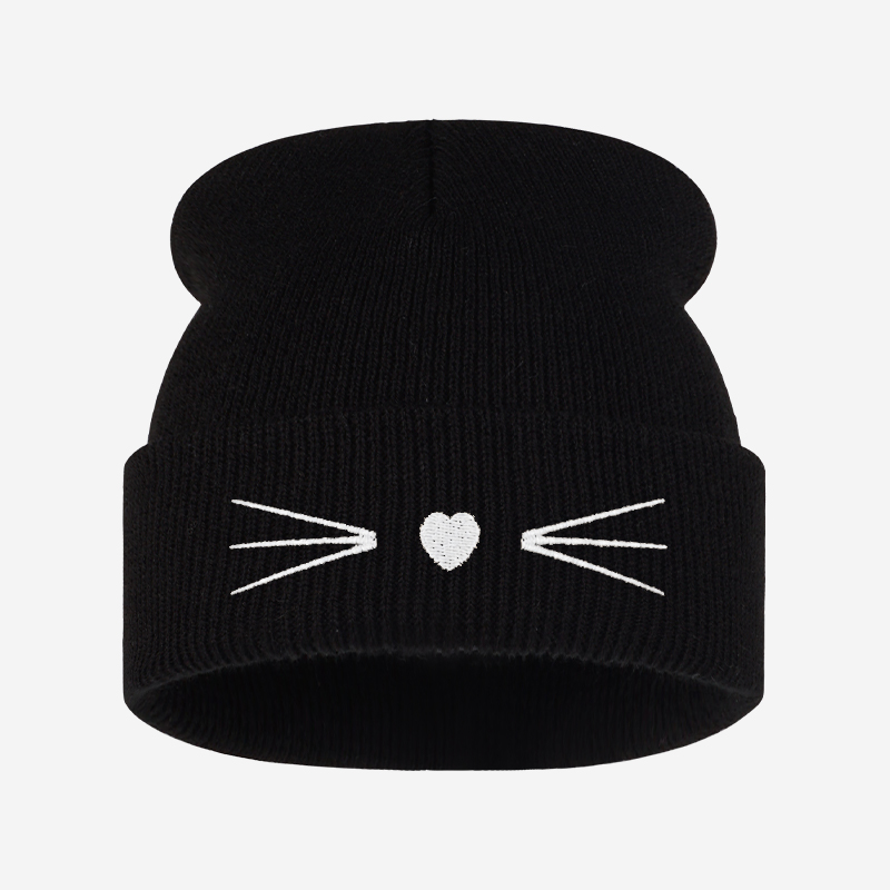 Embroidery Xmas Decorations - Cute Cat Whiskers Heart Embroidery Knit