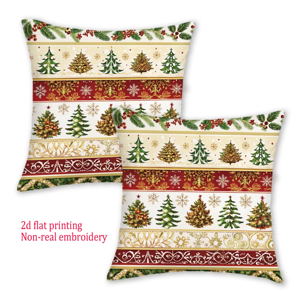 Embroidery Xmas Decorations - 2pcs, 2D Flat Merry Christmas Printed