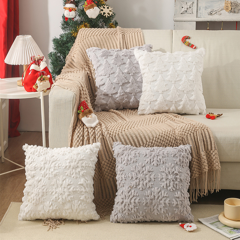 Embroidery Xmas Decorations - 45x45cm Christmas Snowflake Embroidery Cushion Cover