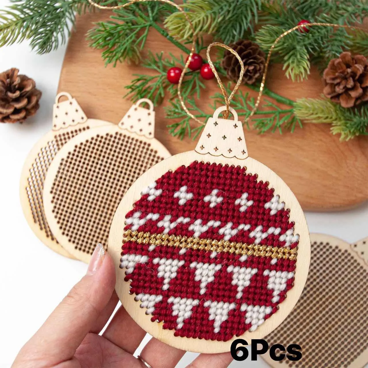 Embroidery Xmas Decorations - 12Pcs Christmas Cross Stitch Hole Carving