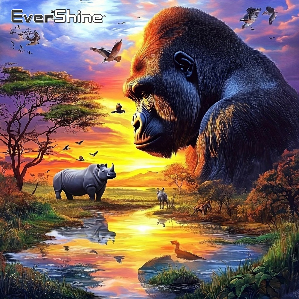Embroidery Cross Stitch Patterns - Evershine Diamond Mosaic Animal Gorilla Cross