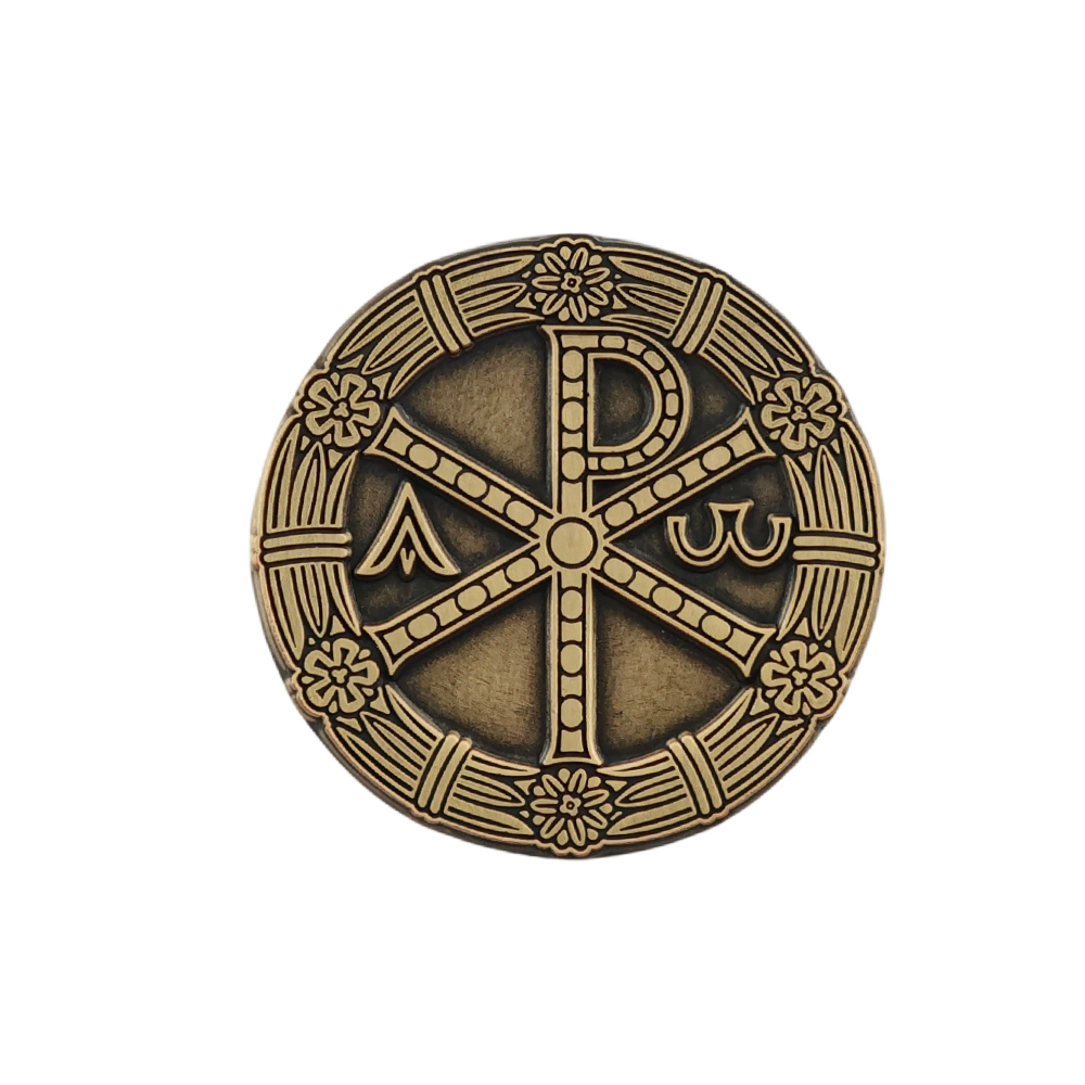 Embroidery Alpha - Christian Chi Rho Brooch Gold Constantines