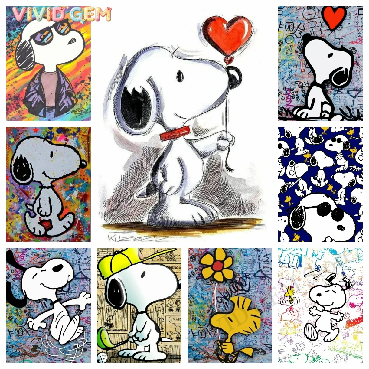 Embroidery Pattern - VIVID GEM Kawaii Graffiti Snoopy Cartoon