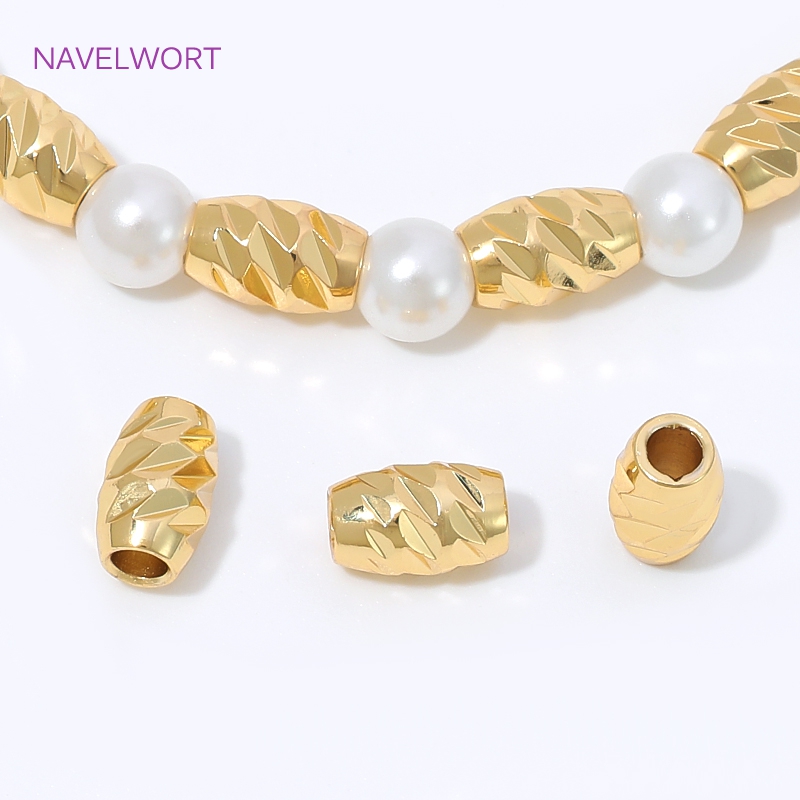 Embroidery Art - Brass 4/6mm Stripe Spacer Beads 18K