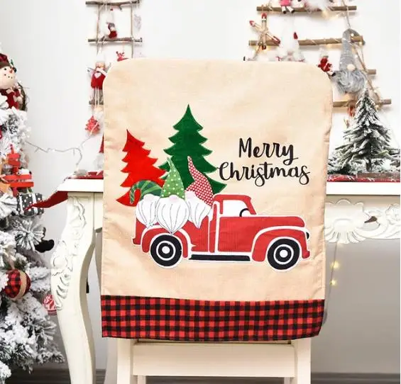 4/6/8pcs Christmas Chair Cover - Embroidery Xmas Decorations 评论和价格
