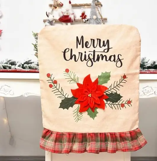 4/6/8pcs Christmas Chair Cover - Embroidery Xmas Decorations 评论和价格