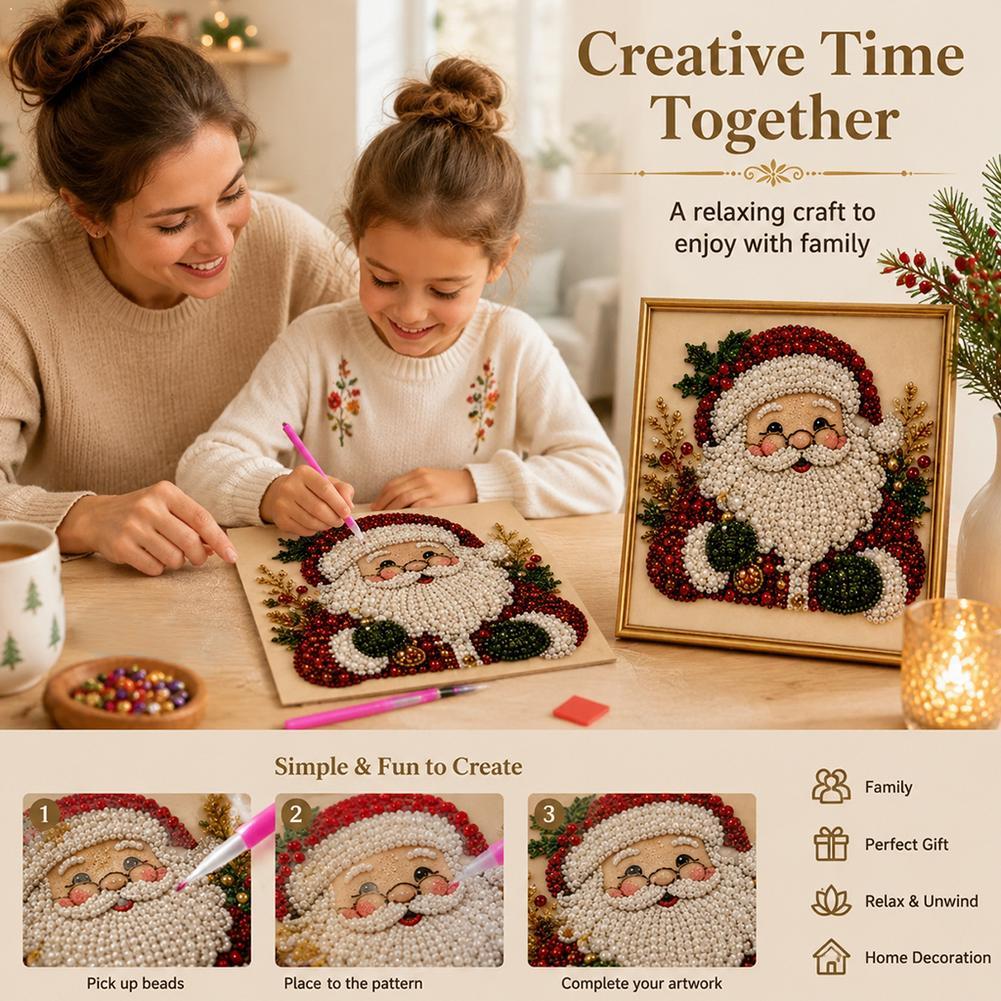 Christmas Santa Claus Pearl Ar - Embroidery Art 评论和价格