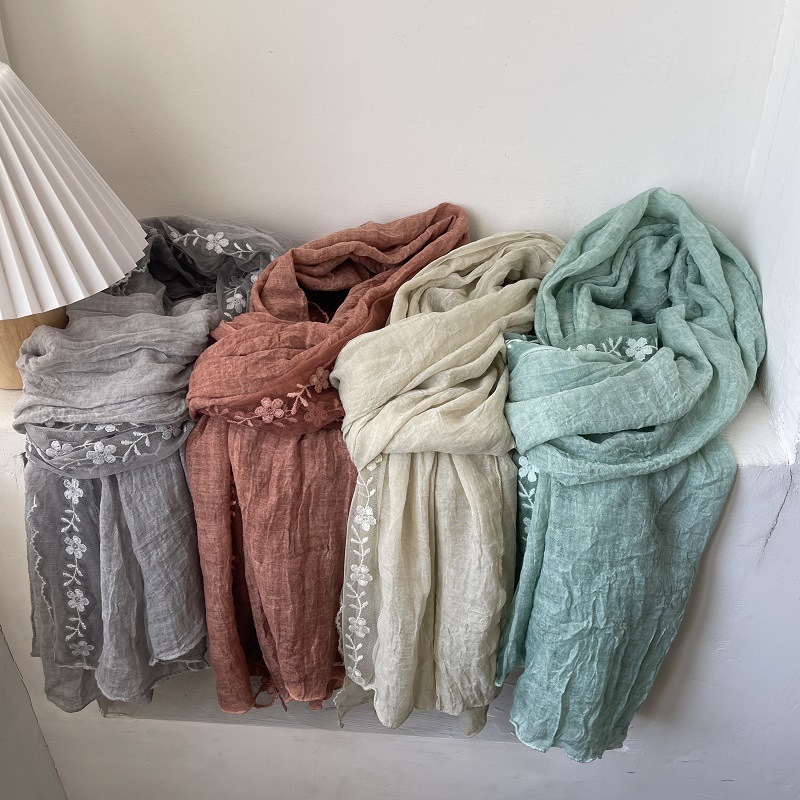 Cotton Linen Lace Splicing Sca - Embroidery Jersey 评论和价格