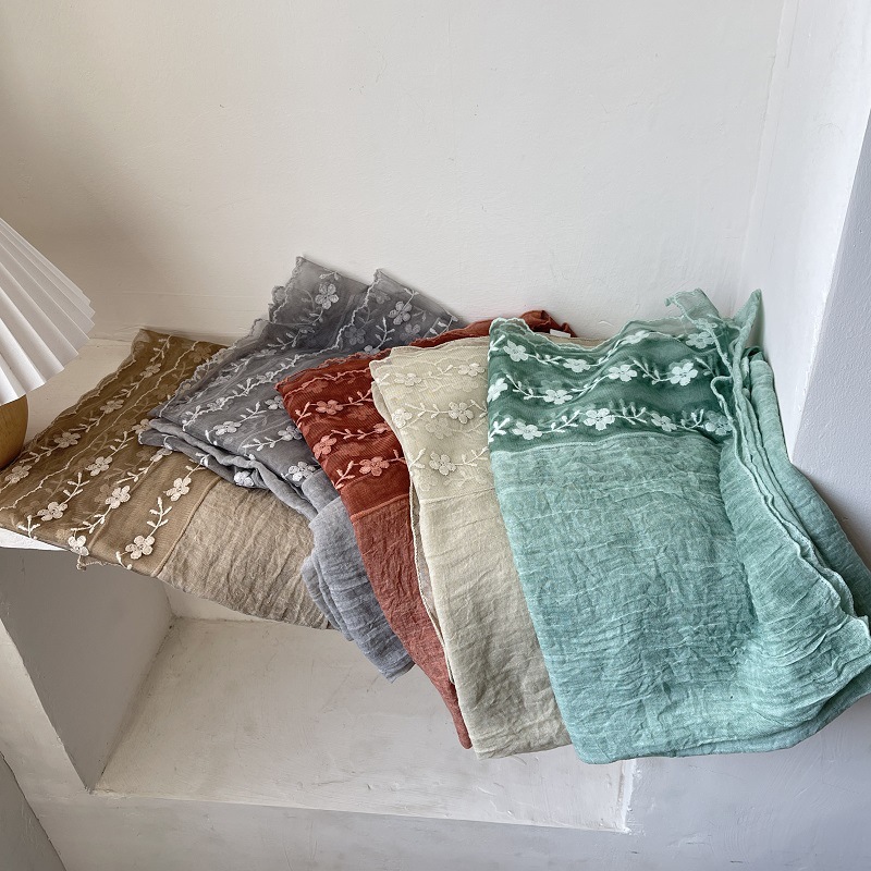 Cotton Linen Lace Splicing Sca - Embroidery Jersey 评论和价格