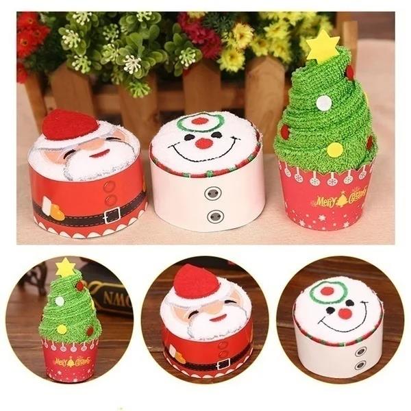 Christmas Towels 30*30cm Cute  - Embroidery Xmas Decorations 评论和价格