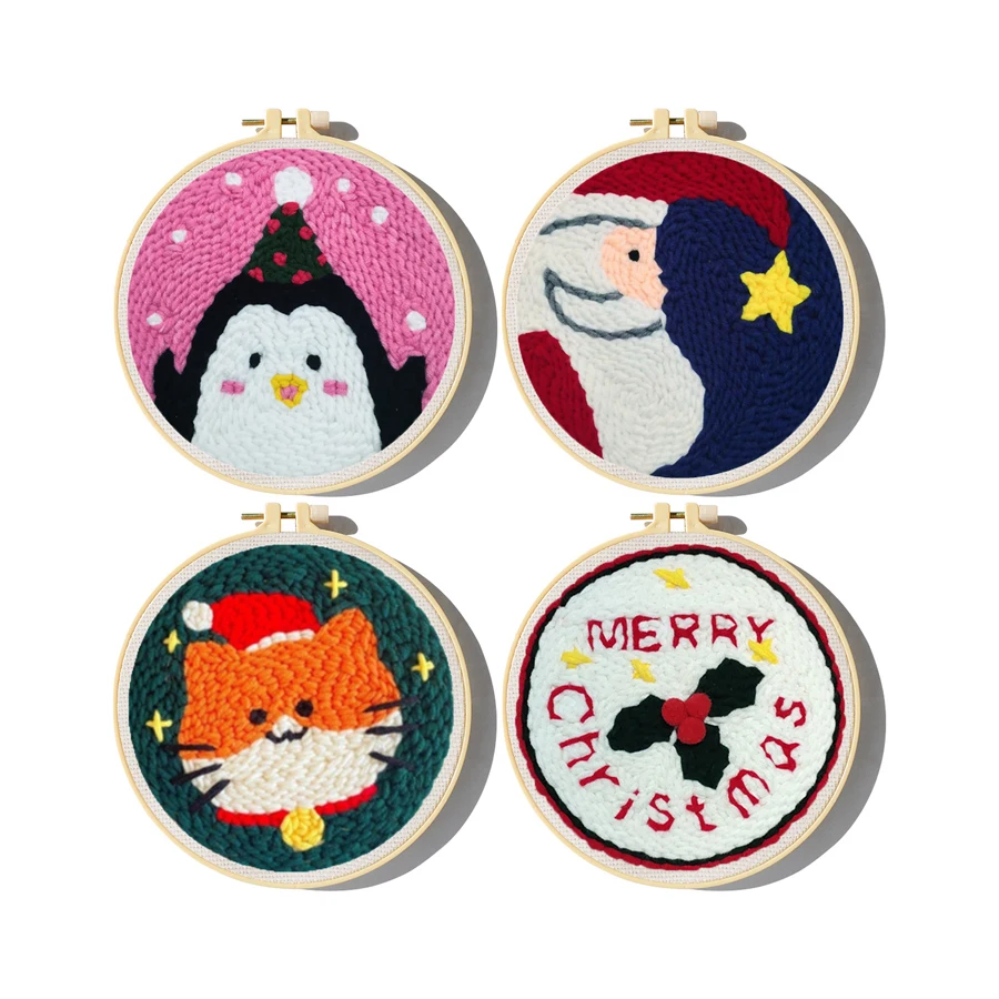 Xmas Punch Needle Embroidery K - Embroidery Xmas Decorations 评论和价格