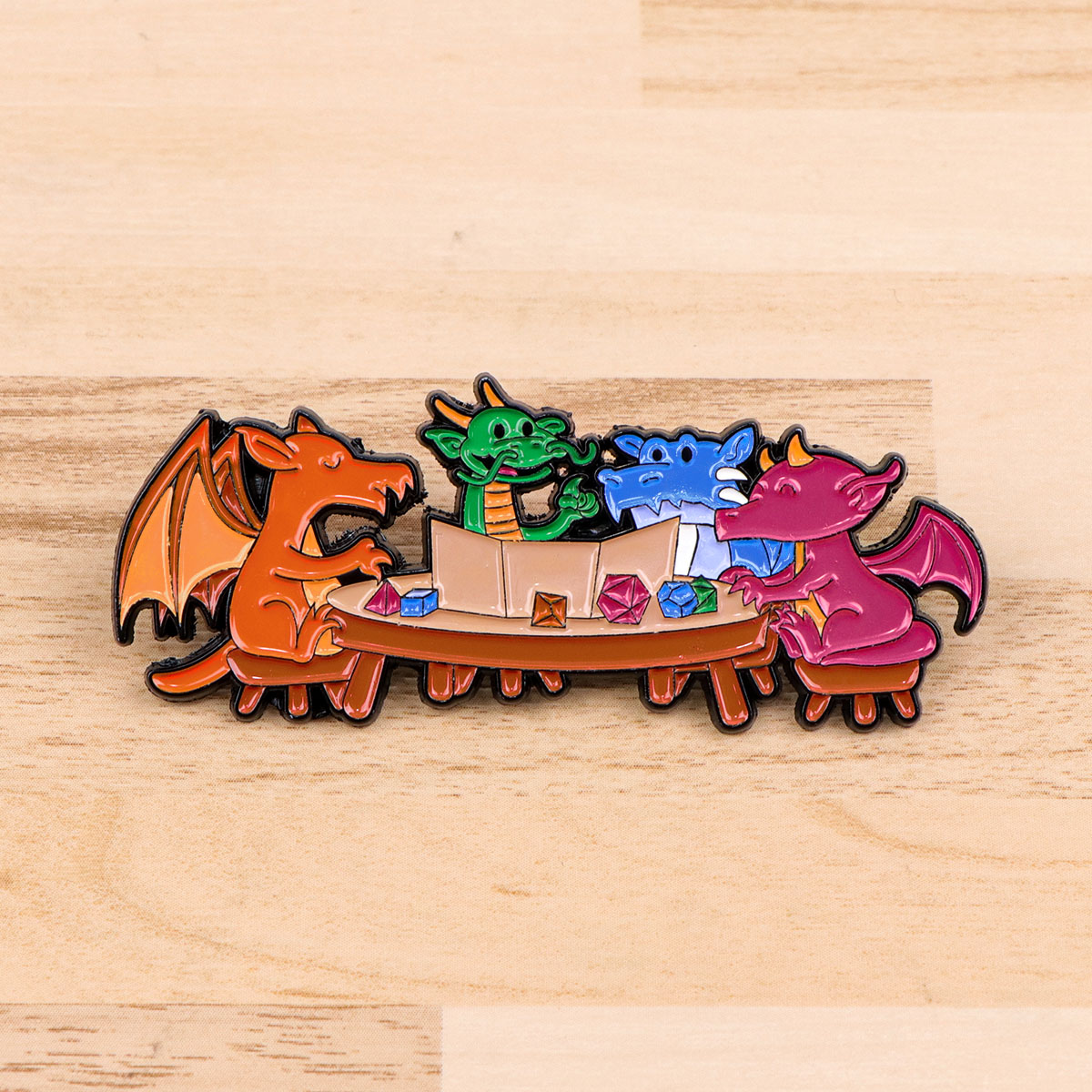 Game Dice Enamel Pin Dragon Ba - Embroidery Illustration 评论和价格