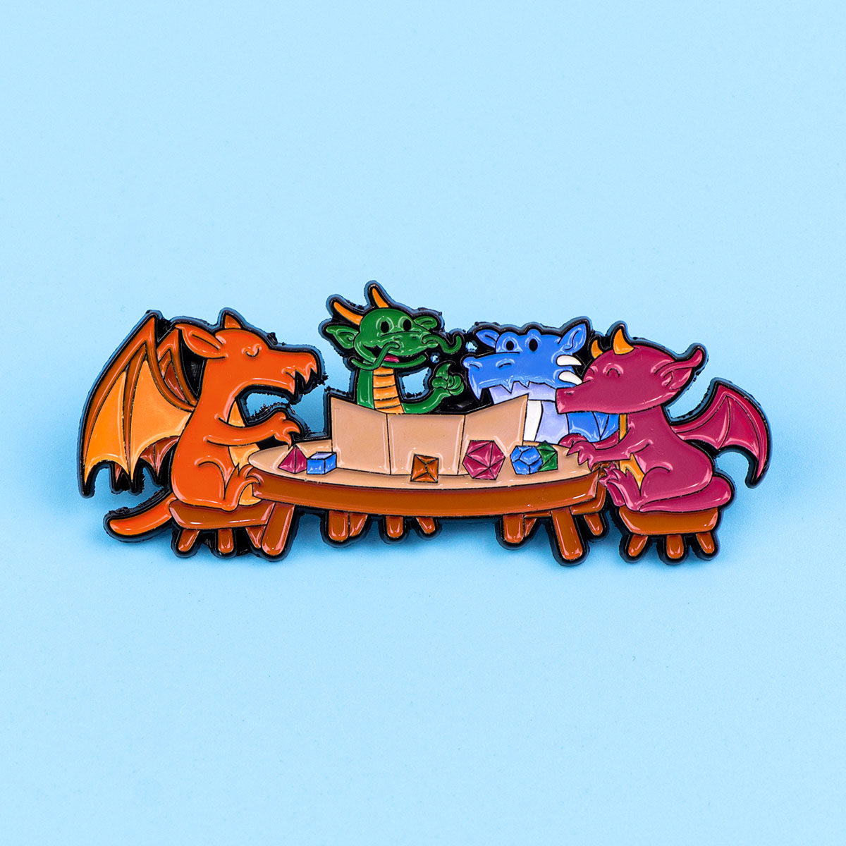 Game Dice Enamel Pin Dragon Ba - Embroidery Illustration 评论和价格