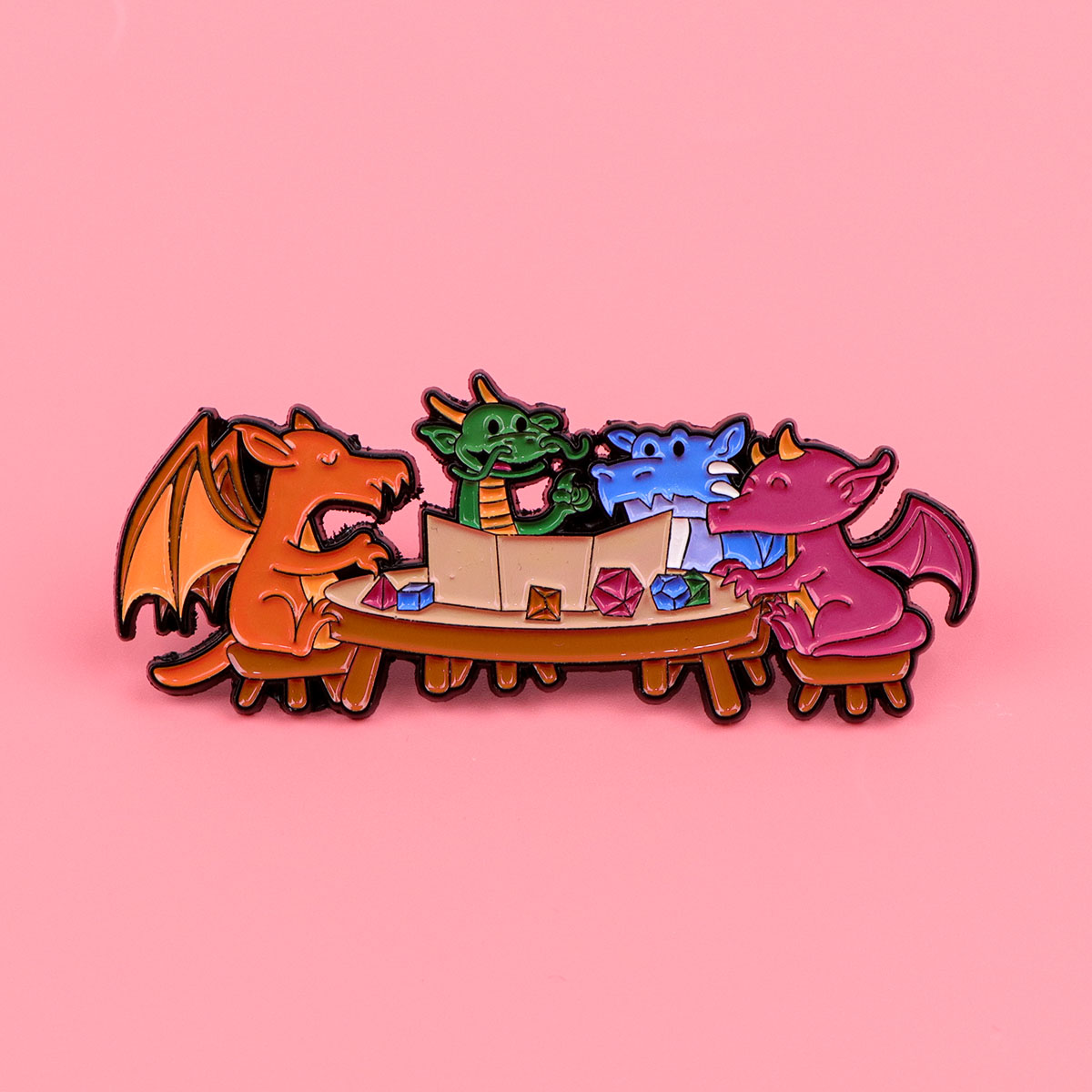 Game Dice Enamel Pin Dragon Ba - Embroidery Illustration 评论和价格