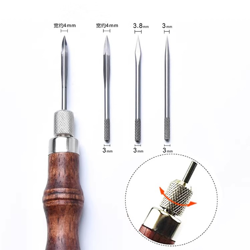 4-in-1 Leather Punch Awl Set w - Punch Needle Handle 评论和价格