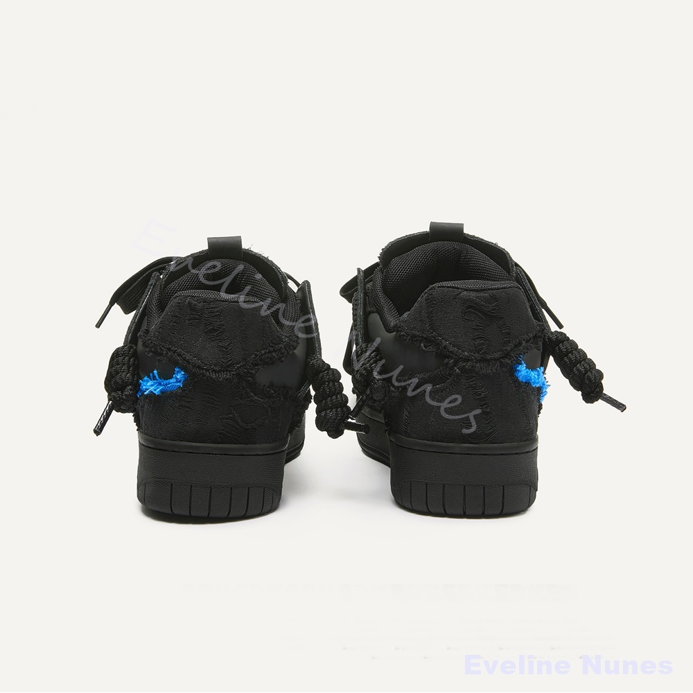 Black Frayed Raw Edge Platform - Embroidery Shoes 评论和价格