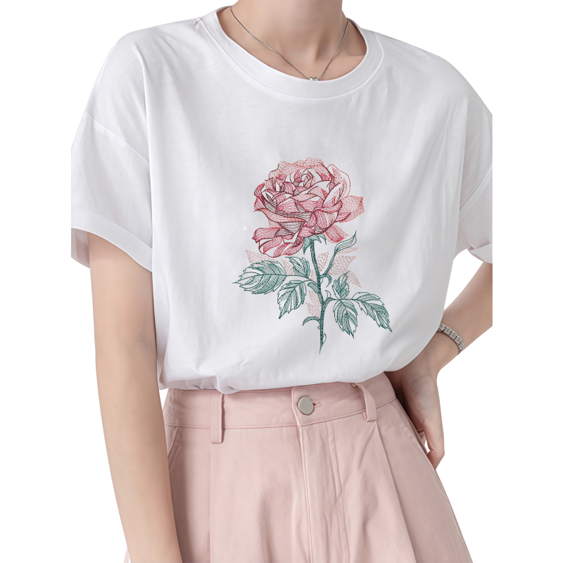 22cm Rose Heat Transfer Printi - Embroidery Effect Canva 评论和价格