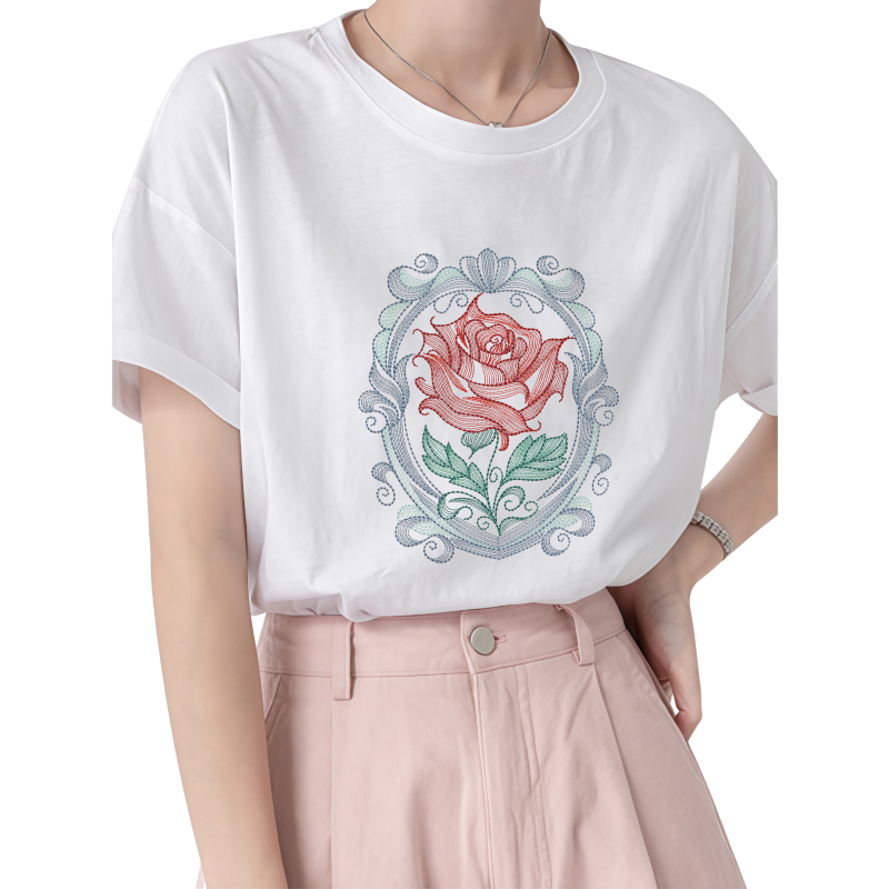 22cm Rose Heat Transfer Printi - Embroidery Effect Canva 评论和价格