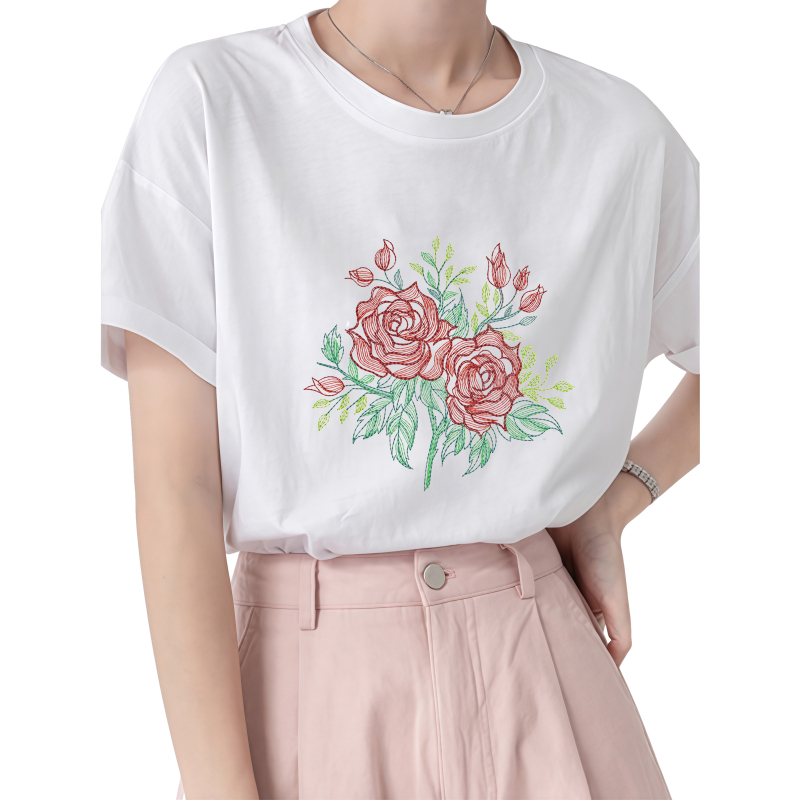 22cm Rose Heat Transfer Printi - Embroidery Effect Canva 评论和价格