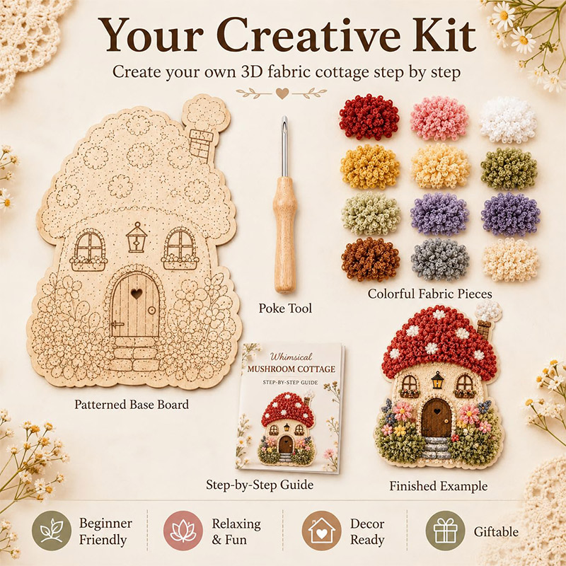 3D Mushroom House Poke Art DIY - Embroidery Art 评论和价格