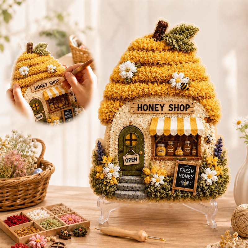 3D Mushroom House Poke Art DIY - Embroidery Art 评论和价格