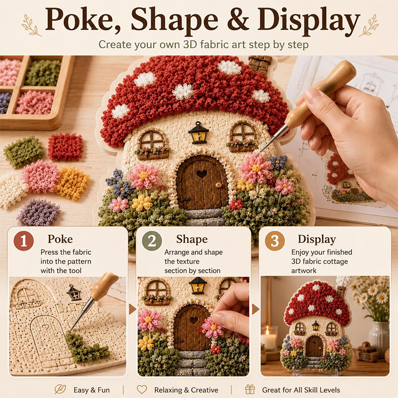 3D Mushroom House Poke Art DIY - Embroidery Art 评论和价格