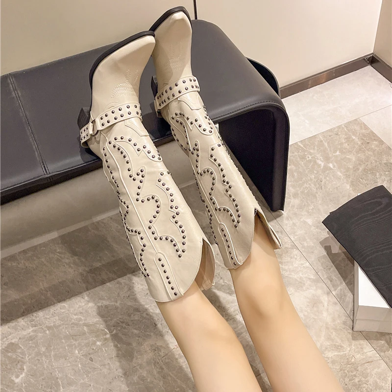 Autumn Winter Belt Buckle Rive - Embroidery Shoes 评论和价格