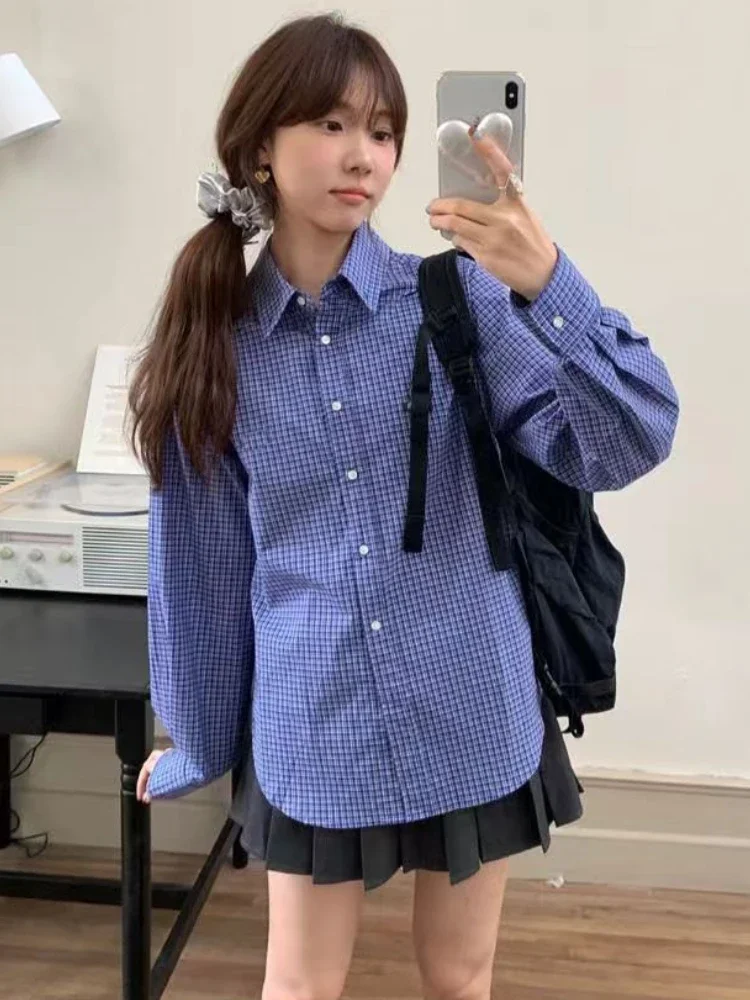 Vintage Blue Plaid Shirts for  - Embroidery Jersey 评论和价格
