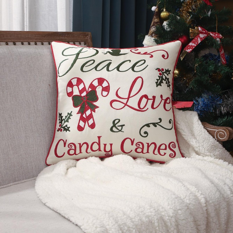 Christmas Throw Pillow Cover P - Embroidery Xmas Decorations 评论和价格