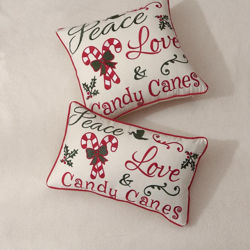Christmas Throw Pillow Cover P - Embroidery Xmas Decorations 评论和价格