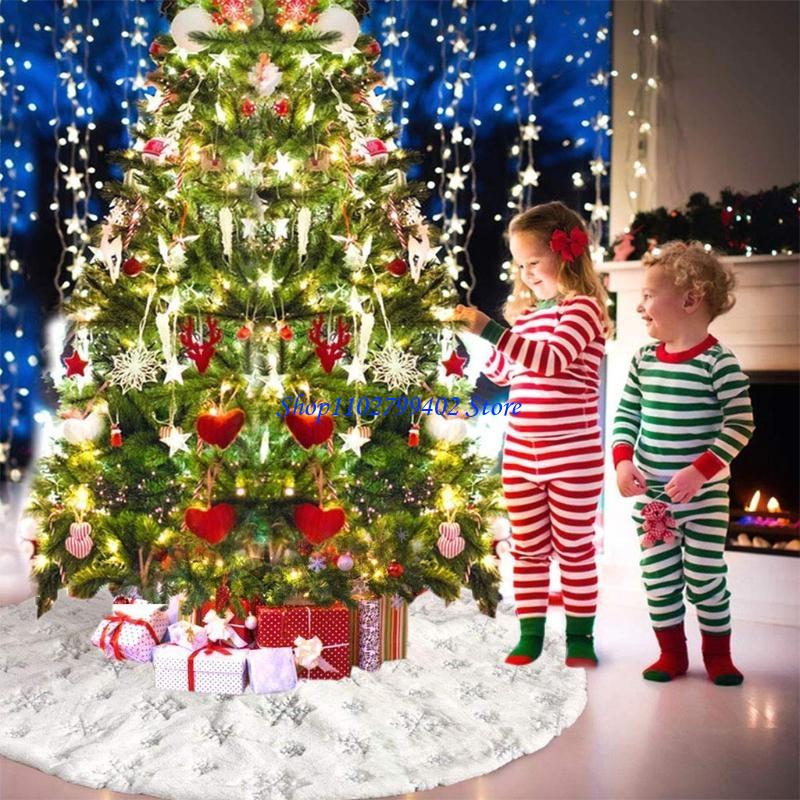547F White Plush Christmas Tre - Embroidery Xmas Decorations 评论和价格