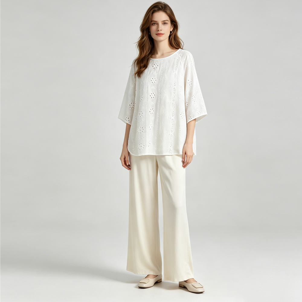 Plus Size White Hollow Embroid - Embroidery Jersey 评论和价格