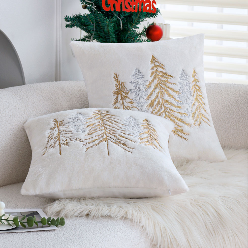 Christmas Faux Rabbit Fur Pill - Embroidery Xmas Decorations 评论和价格
