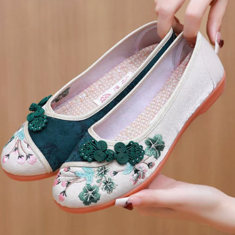 Retro Chinese Style Women Canv - Embroidery Shoes 评论和价格