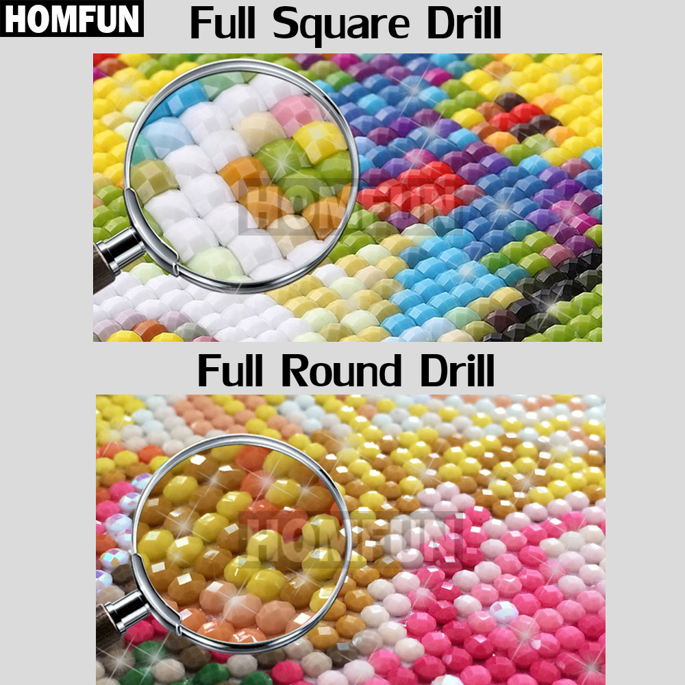 HOMFUN 5D Diamond Pattern Rhin - Embroidery Cross Stitch Patterns 评论和价格